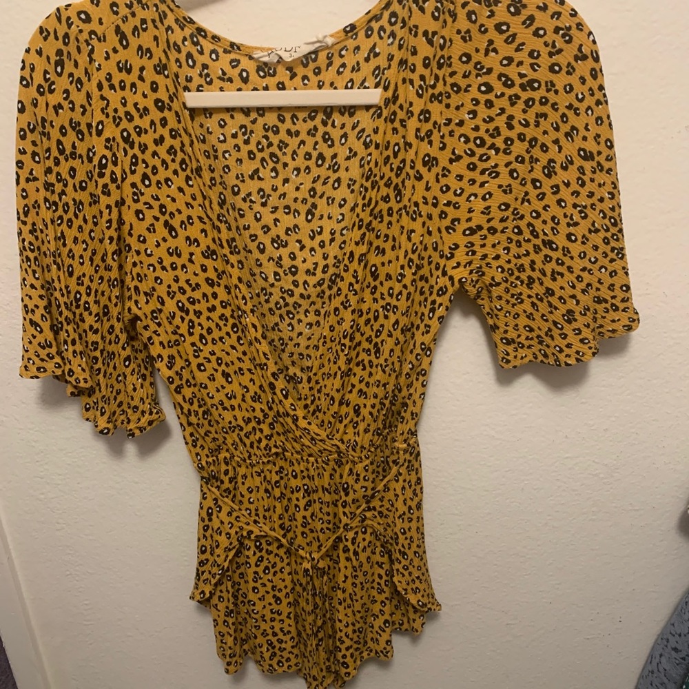 Mustard Romper with cheetah print